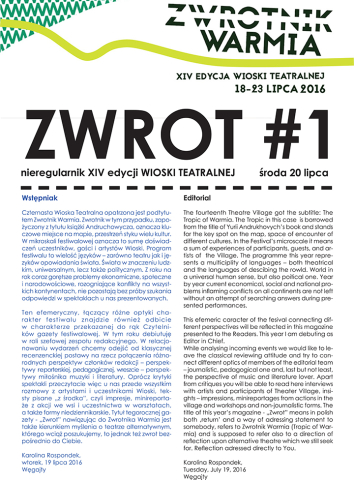 Gazetka Festiwalu "Wioska Teatralna". Zwrot