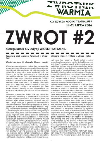 Gazetka Festiwalu "Wioska Teatralna". Zwrot