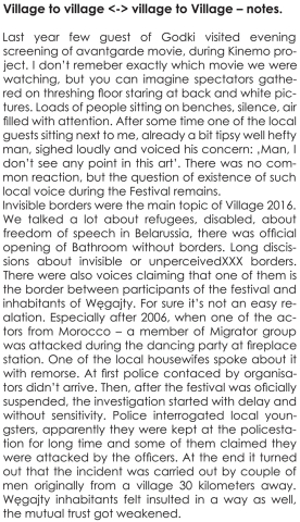 Village to village <-> village to Village - notes