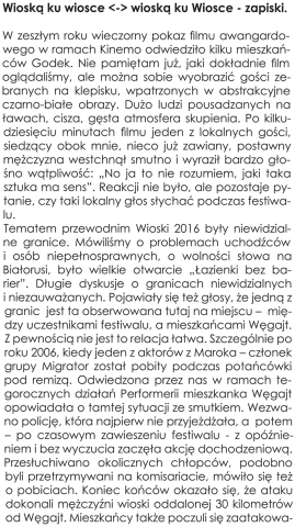 Wioską ku wiosce <-> wioską ku Wiosce - zapiski
