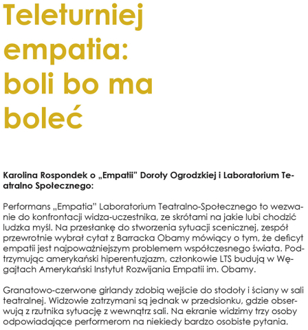 Teleturniej empatia: boli bo ma boleć
