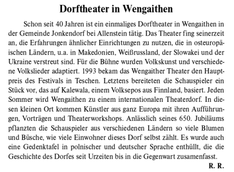 Dortheater in Wengaithen