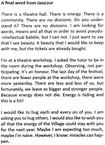 A final word from Jaszczur