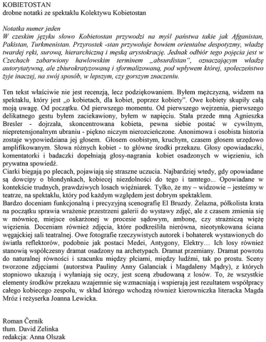 Kobietostan, drobne notatki ze spektaklu Kolektywu Kobietostan