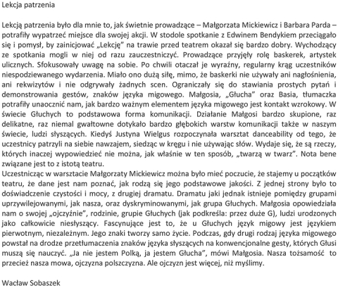 Lekcja patrzenia