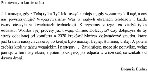 Po otwartym kursie tańca