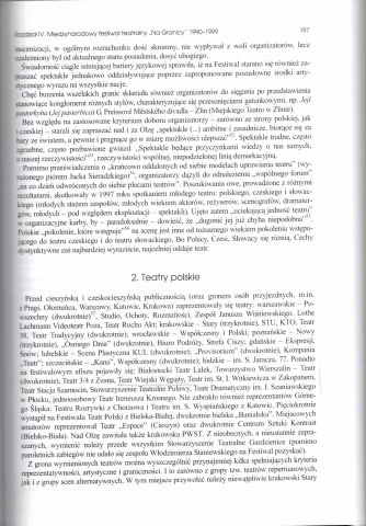 Polsko-czeskie i polsko-słowackie kontakty teatralne. Cieszyn – Český Těšín 1945-1999