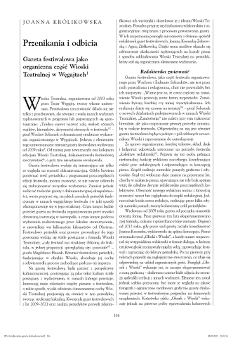 Przenikania i odbicia. Gazeta festiwalowa jako organiczna część Wioski Teatralnej w Węgajtach