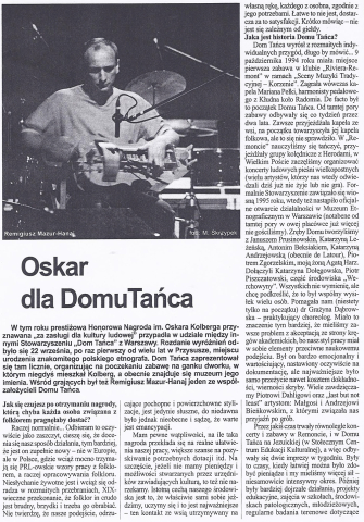 Oskar dla Domu Tańca