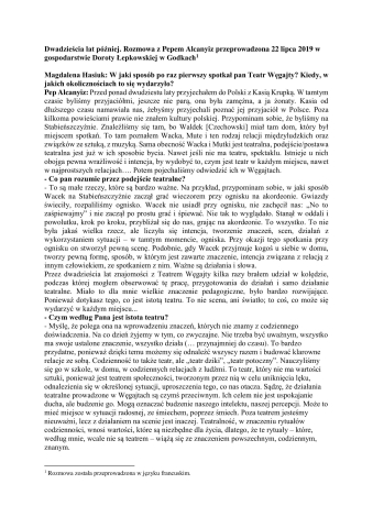 Dwadzieście lat później. Rozmowa z Pepem Alcanyiz