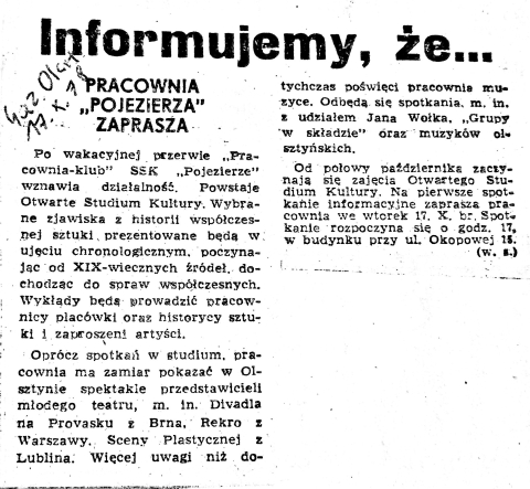Pracownia "Pojezierza" zaprasza