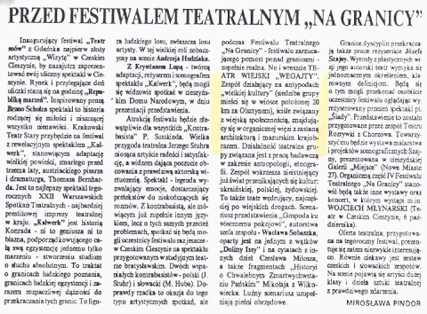 Przed festiwalem teatralnym "Na granicy"