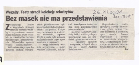 Bez masek nie ma przedstawienia