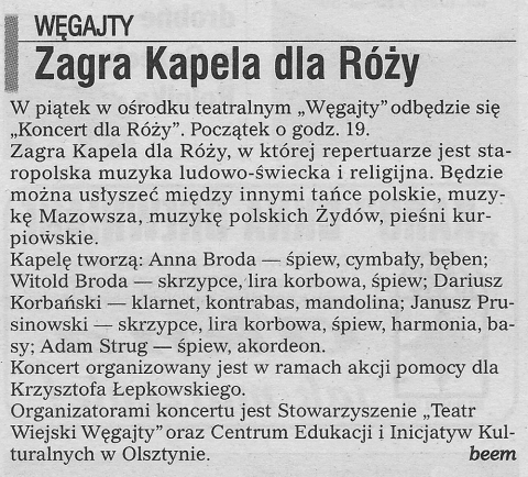 Zagra Kapela dla Róży 