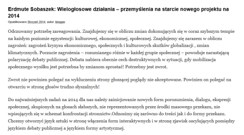 Wielogłosowe działania - przemyślenia na starcie nowego projektu na 2014