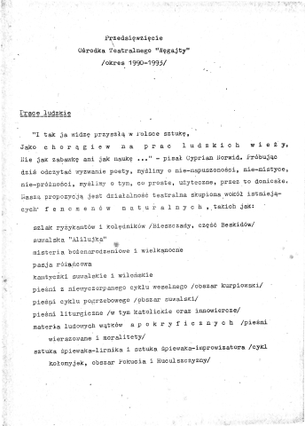 Przedsięwzięcie Ośrodka Teatralnego "Węgajty" (okres 1990-1993)