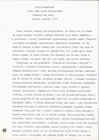Teatr jako nisza ekologiczna?