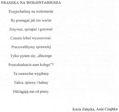 Fraszka na wolontariusza