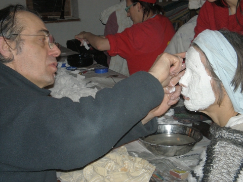 Working on masks during the carnival workshops