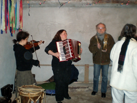 Dance party after the spectacle "Shrovetide, carnival" 2008 at the fire station in Węgajty