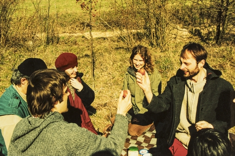 Carol singers' picnic. Egg fight
