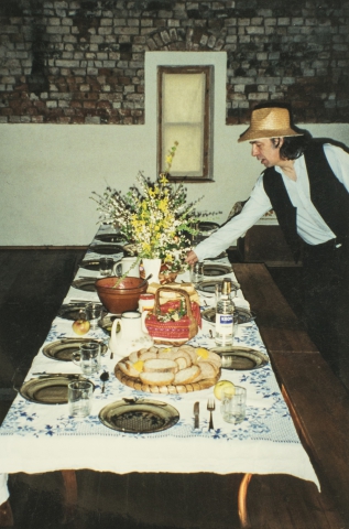 Setting the Easter table in the theatre