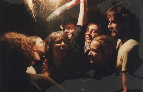 Erdmute Sobaszek and members of the carol group dancing