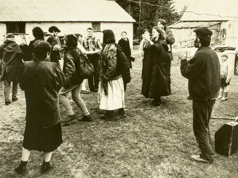 Dancing with the hosts in the yard