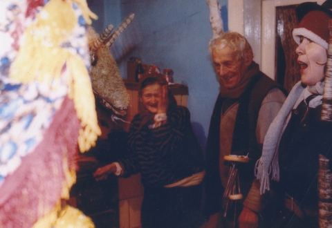 Carol singers visiting the hosts