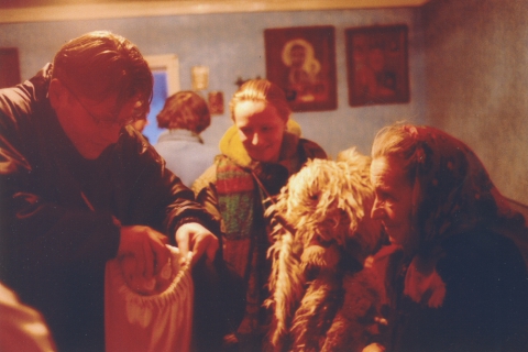 Carol singers visiting the hosts
