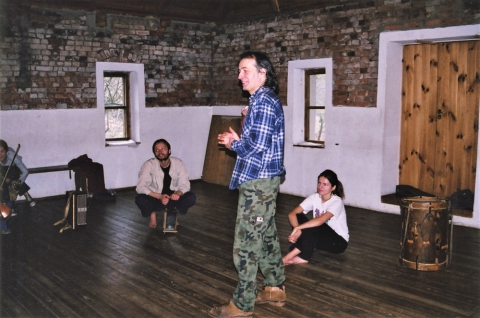 Carolling workshop. Rehearsal in the theatre hall 