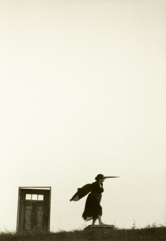 Scene with the stork in the play "The Ghostly Shroud"