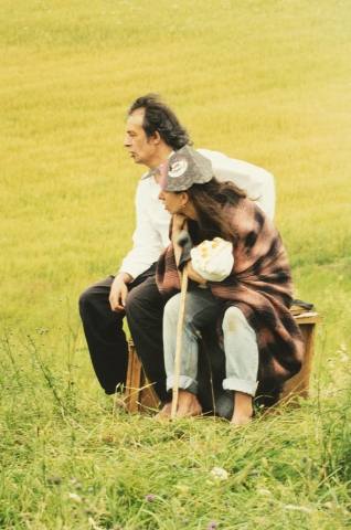 Nela Brzezińska (Marijka Łubjancewa) and Wacław Sobaszek in the play "The Ghostly Shroud"