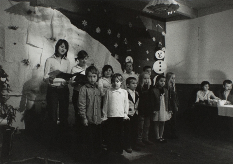 Easter carolling. At the school in Nowica