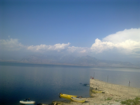 Elements of the Lake Skadar quay used in the Albanian version of the performance "Earth B"