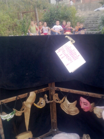Masks and spectators before the performance " Water 2030"