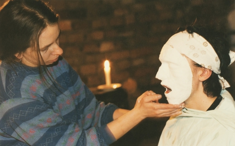Working on masks during the carnival workshops