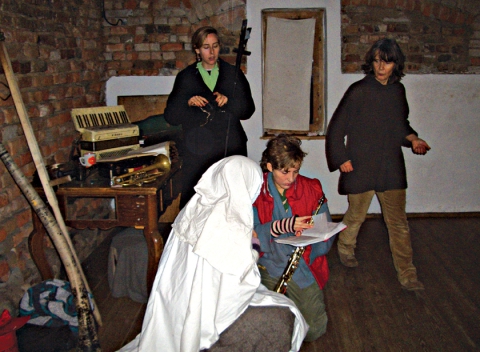 Workshop before setting off to the carol singing