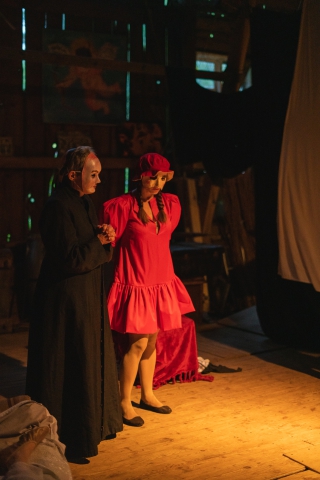 Scena ze spektaklu "Królewna śni" podczas festiwalu Wioska Teatralna