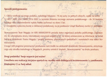 Ulotka dla darczyńców dotycząca zasad przekazywania 1% podatku