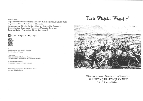 Ulotka z międzynarodowego seminarium teatralnego "W stronę tradycji żywej" 1996