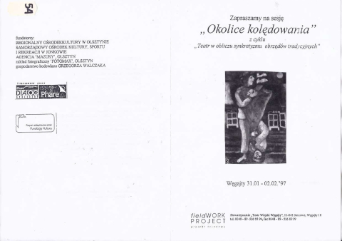 Ulotka z seminarium "Okolice kolędowania" z cyklu "Teatr w obliczu synkretyzmu obrzędów tradycyjnych"