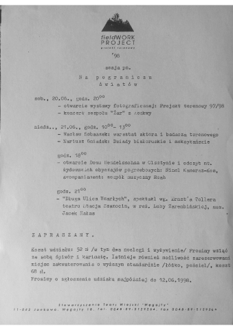 Ulotka z sesji "Na pograniczu światów"