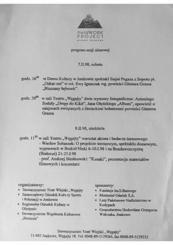 Ulotka z sesji zimowej 1998