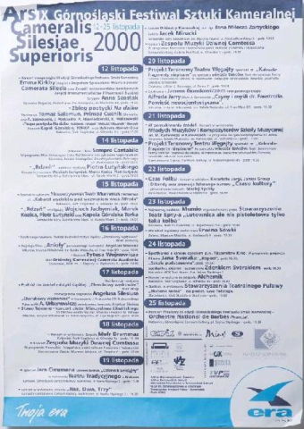 Ulotka z IX Górnośląskiego Festiwalu Sztuki Kameralnej - pokaz spektaklu "Kalevala - fragmenty niepisane"