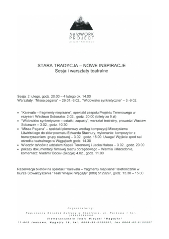 Ulotka z sesji "Stara tradycja - nowe inspiracje"