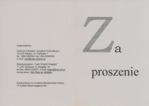 Zaproszenie na premierę spektaklu "Synczyzna"