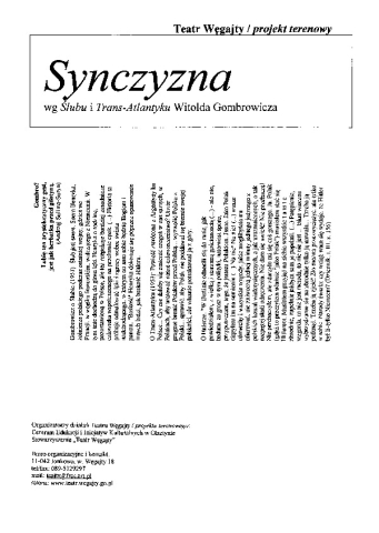 Ulotka do spektaklu "Synczyzna"