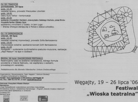 Ulotka z festiwalu Wioska Teatralna 2006