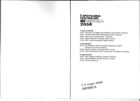 Ulotka z I Spotkań Teatralnych Innowica - pokaz spektaklu "Kalevala - fragmenty niepisane"